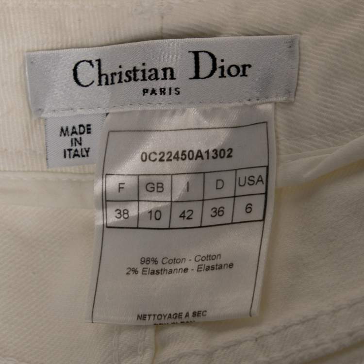 Pre Owned Dior Ivory Denim Logo Embroidered Straight Leg Jeans M