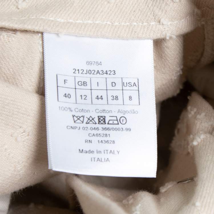 Pre Owned Dior Light Beige Distressed Denim Belted Dungarees M