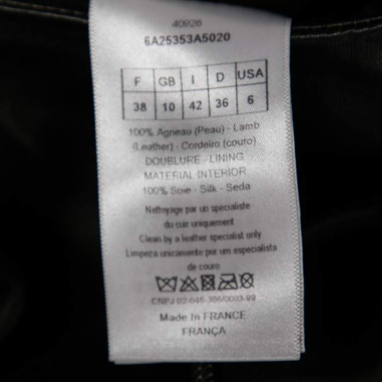 Pre Owned Dior Black Leather Wrap Detail Skirt M
