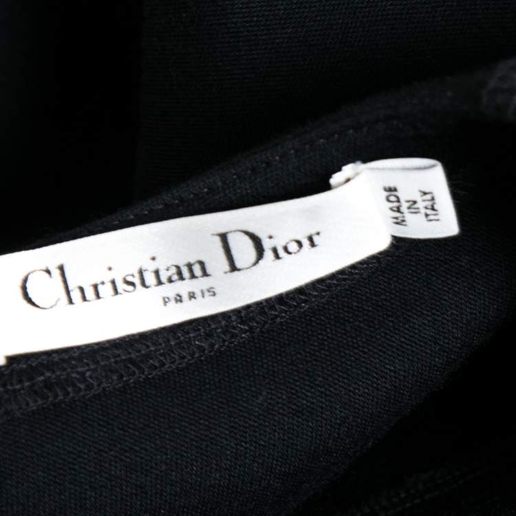 Pre Owned Dior Navy Blue Wool Crest Embellished Peplum Top M