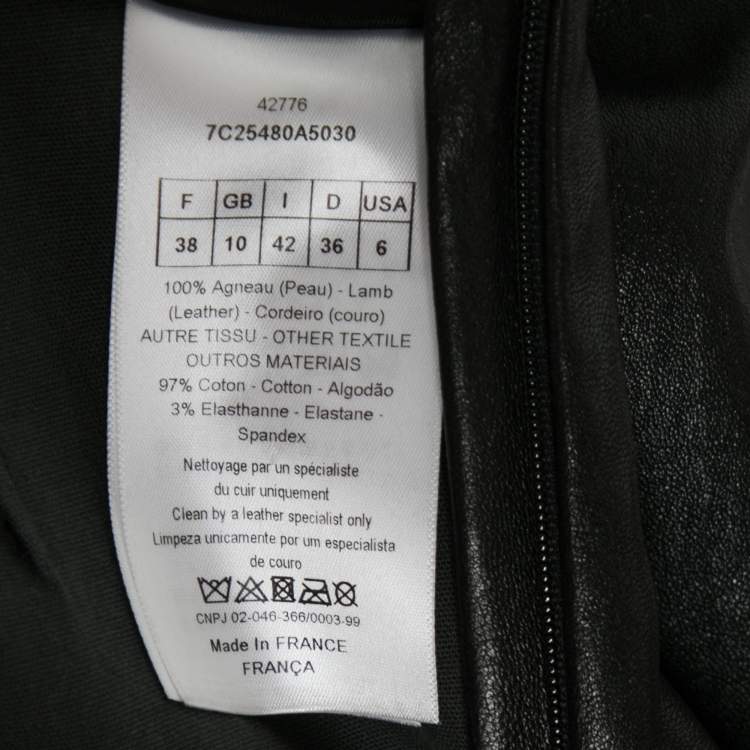 Pre Owned Dior Black Leather Zipped Hem Detail Skinny Pants M