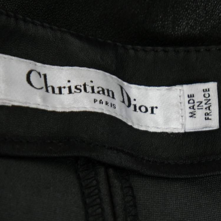 Pre Owned Dior Black Leather Zipped Hem Detail Skinny Pants M
