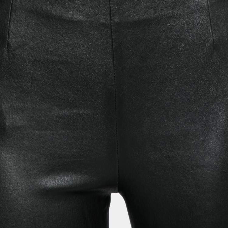 Pre Owned Dior Black Leather Zipped Hem Detail Skinny Pants M
