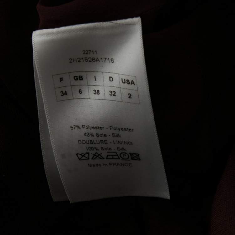 Pre Owned Dior Burgundy Silk Sleeveless Asymmetric Peplum Top S