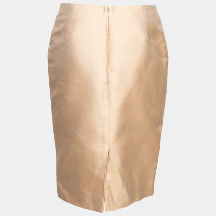 مملوكة مسبقًا Dior Beige Cotton Back Slit Detailed Skirt M