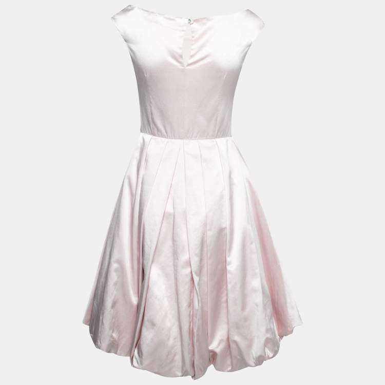 مملوكة مسبقًا Dior Blush Pink Silk Slit Detailed Pleated Midi Dress S