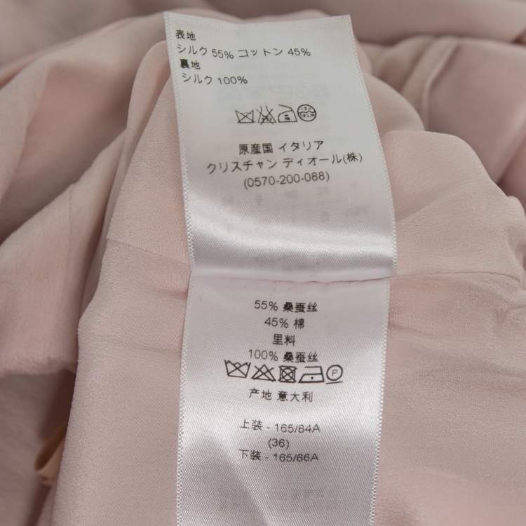 مملوكة مسبقًا Dior Blush Pink Silk Slit Detailed Pleated Midi Dress S