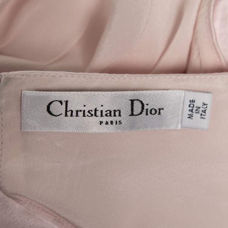 مملوكة مسبقًا Dior Blush Pink Silk Slit Detailed Pleated Midi Dress S