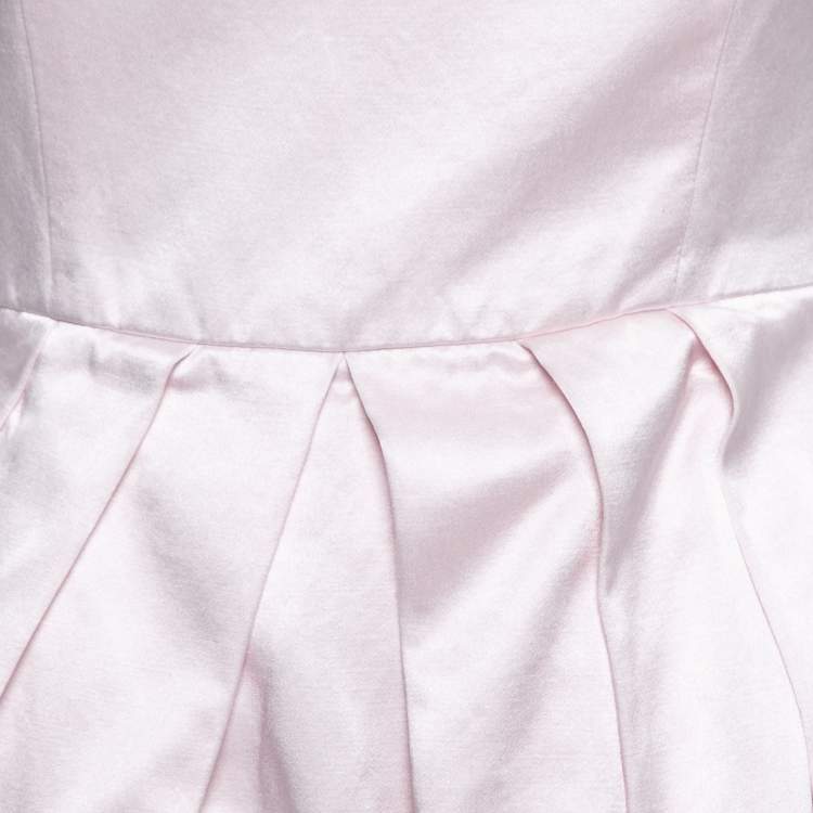 مملوكة مسبقًا Dior Blush Pink Silk Slit Detailed Pleated Midi Dress S