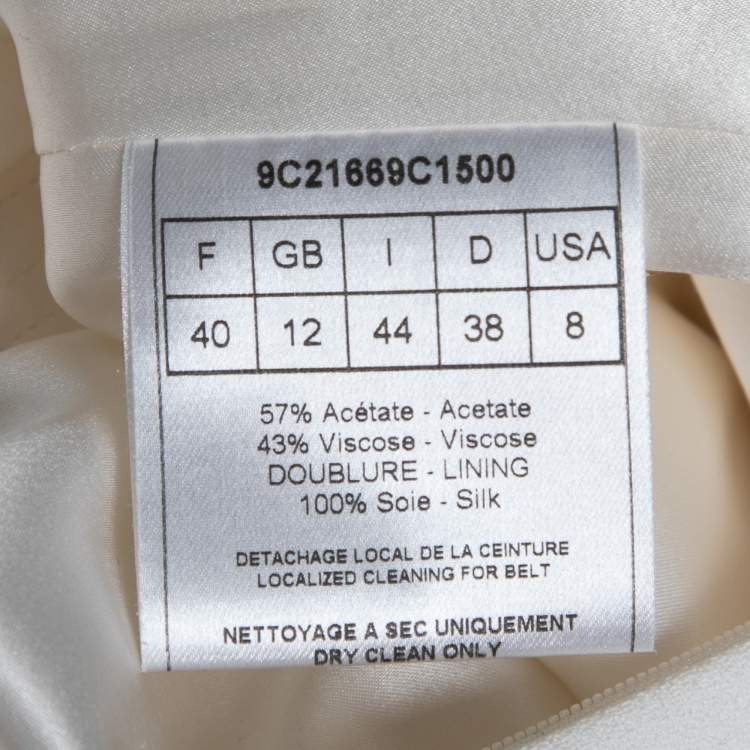 Pre Owned Dior White Crepe Ruffled Off Shoulder Midi Dress M 
