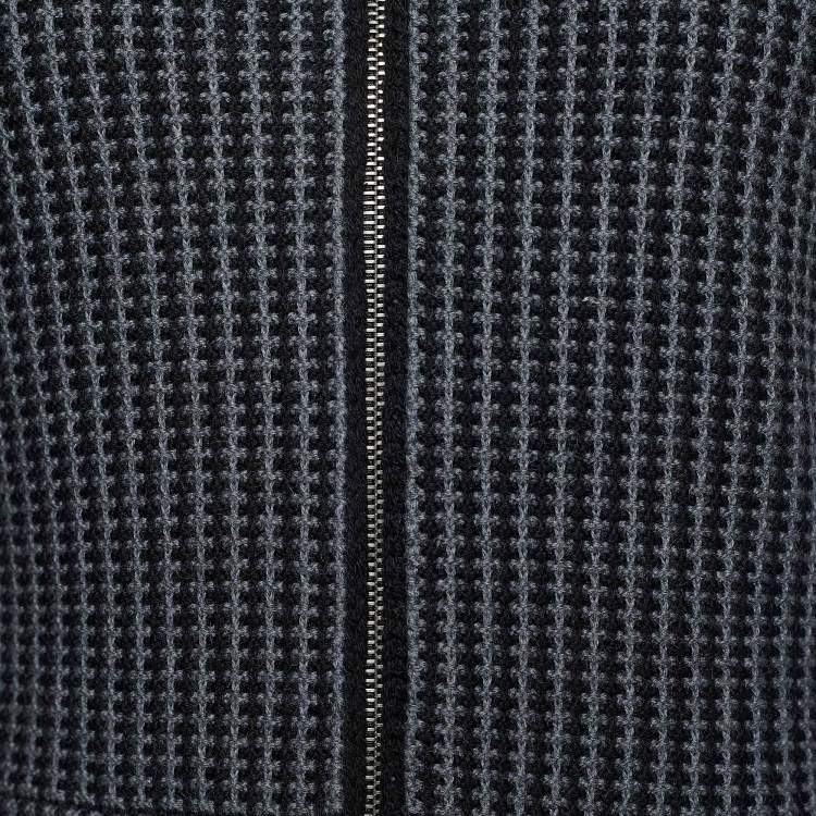 Pre Owned Dior Black/ White Wool Zip Front Cardigan M