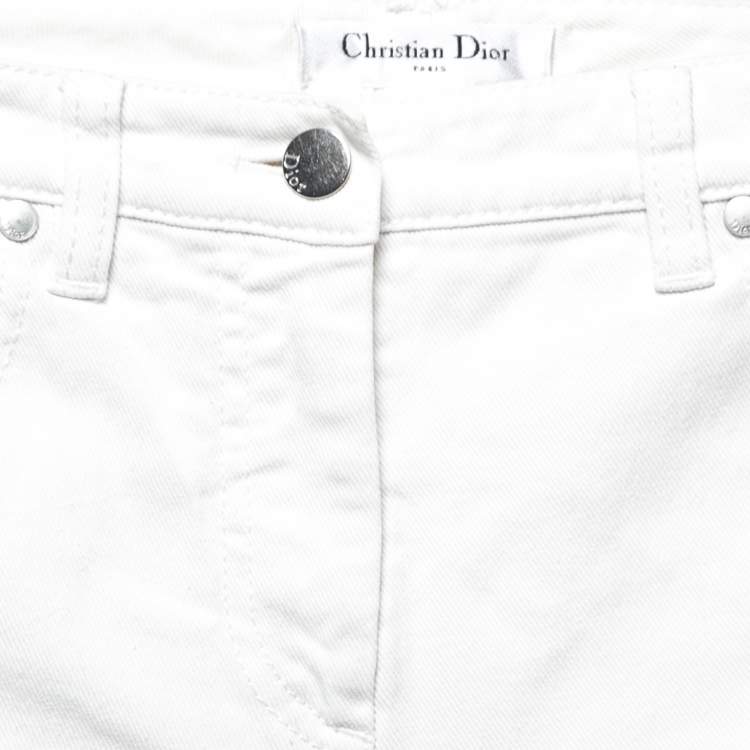 Pre Owned Dior White Denim Straight Fit Jeans S