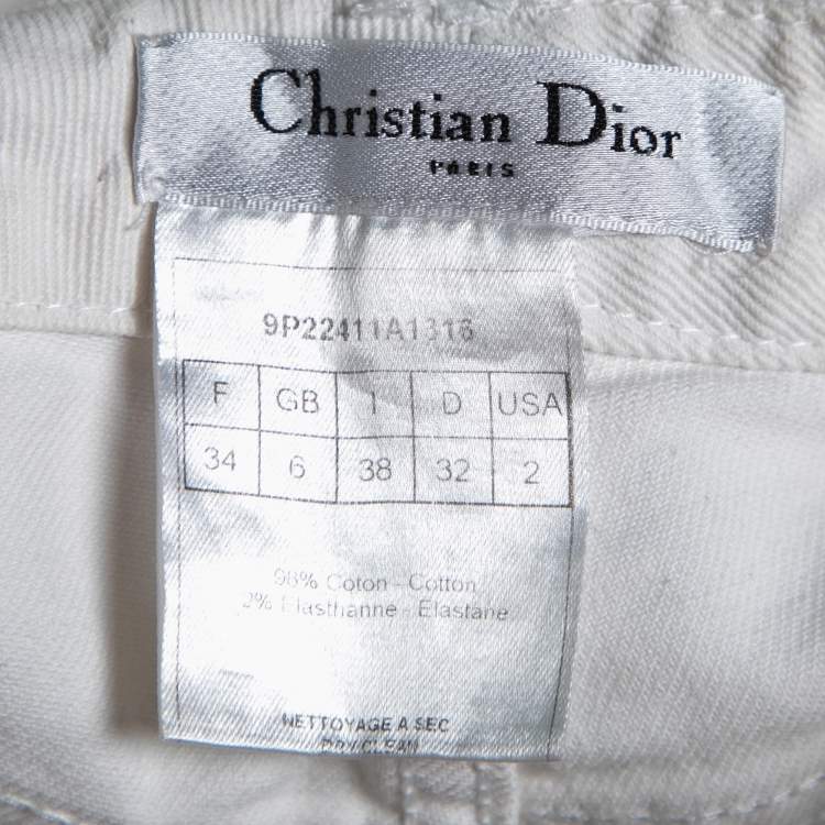 Pre Owned Dior White Denim Straight Fit Jeans S