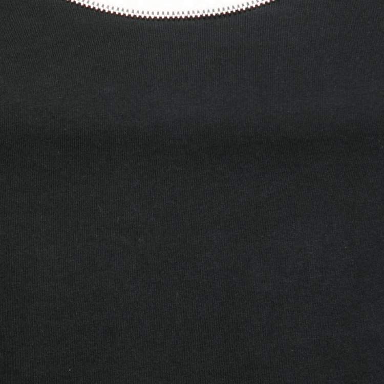 Pre Owned Dior Black and White Cotton Chain Embellished Sleeveless Tank Top L