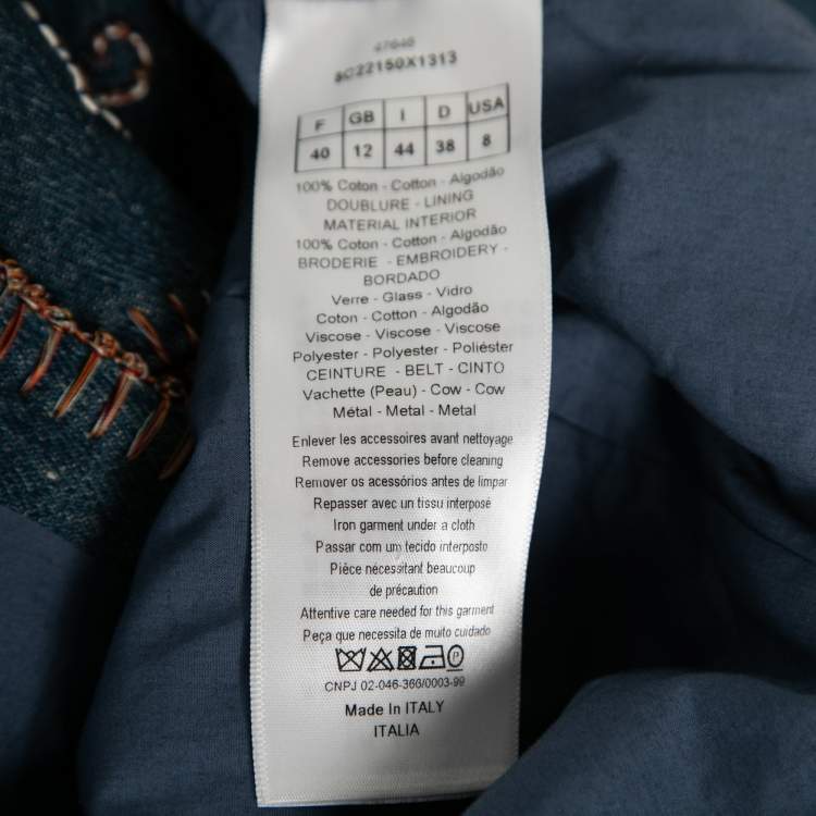 Pre Owned Dior Blue Hand Embroidered Denim Tassel Trimmed Vest M