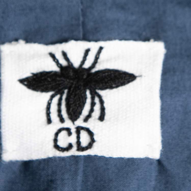Pre Owned Dior Blue Hand Embroidered Denim Double Breasted Jacket M