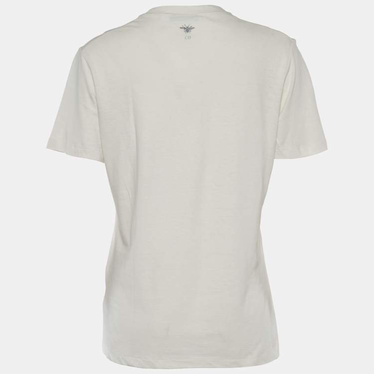مملوكة مسبقًا Christian Dior Ecru Sisterhood is Global Cotton Linen T-Shirt S