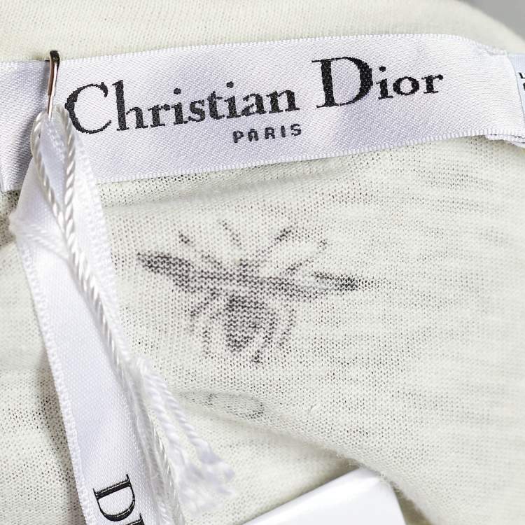 Pre Owned Dior Cream Heart Print Cotton Linen T-Shirt M