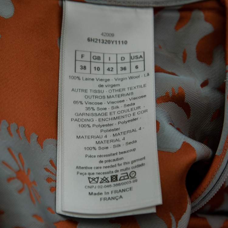 Pre Owned Dior Grey/Orange Floral Silk Skirt M