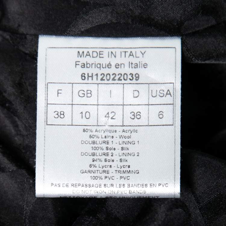 Pre Owned Dior Black Wool Flared Long Sleeve Jacket M
