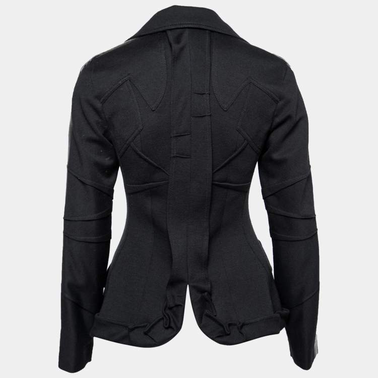 Pre Owned Dior Black Wool Flared Long Sleeve Jacket M