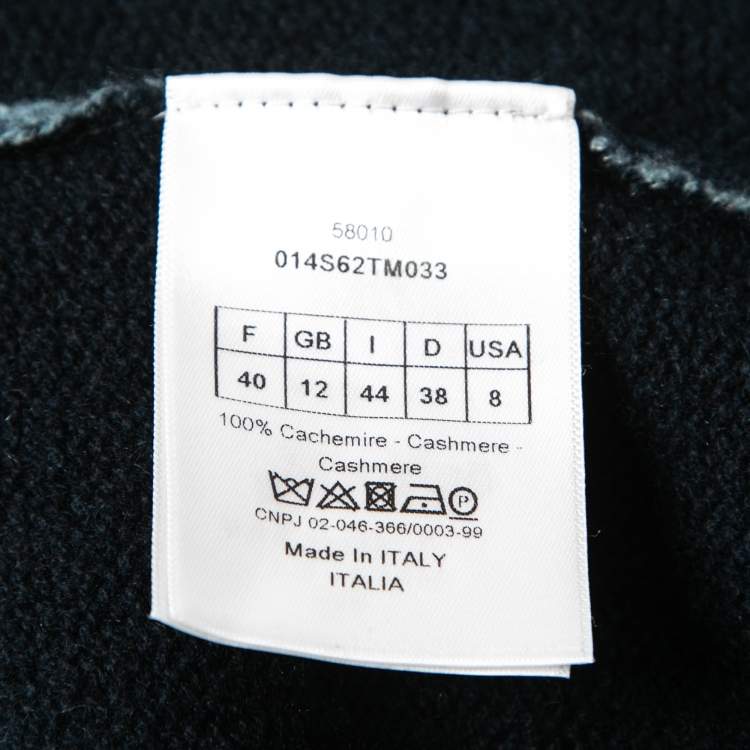 Pre Owned Dior Blue Cashmere Drawstring Detail Sweater M