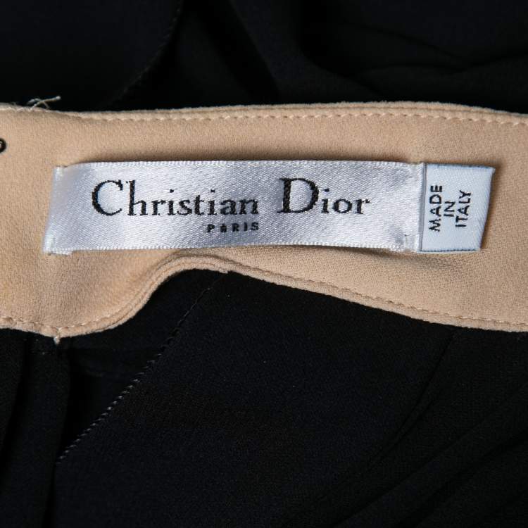 Pre Owned Dior Black Silk Sequin Embellished  Bow Detail Open Back Top M
