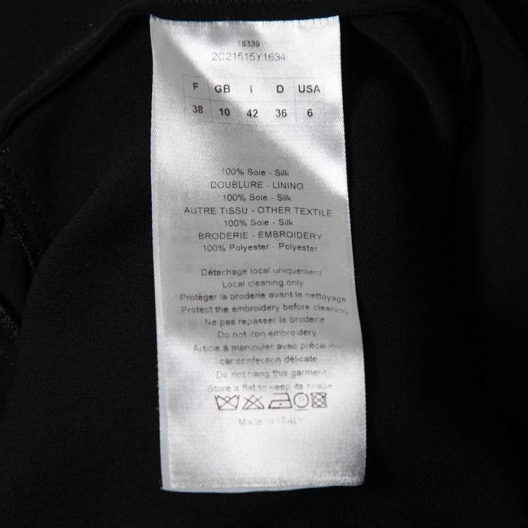 Pre Owned Dior Black Silk Sequin Embellished  Bow Detail Open Back Top M