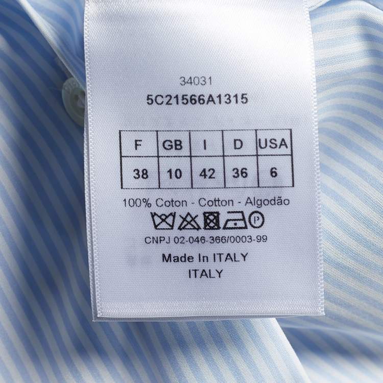 Pre Owned Dior Blue Pinstripe Print Cotton Sleeveless Flared Shirt M