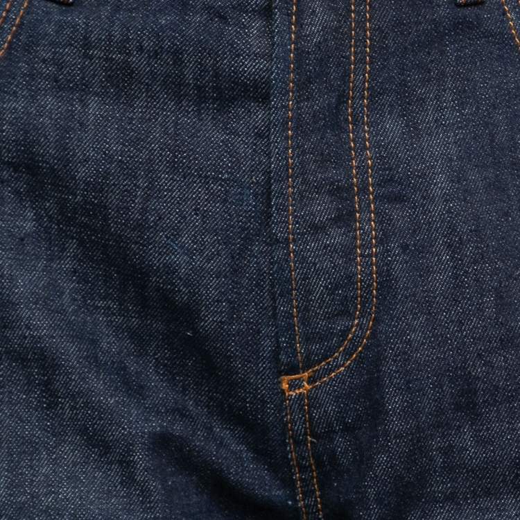 Pre Owned Dior Blue Denim 8 Straight Fit Cropped Jeans M Waist 30"