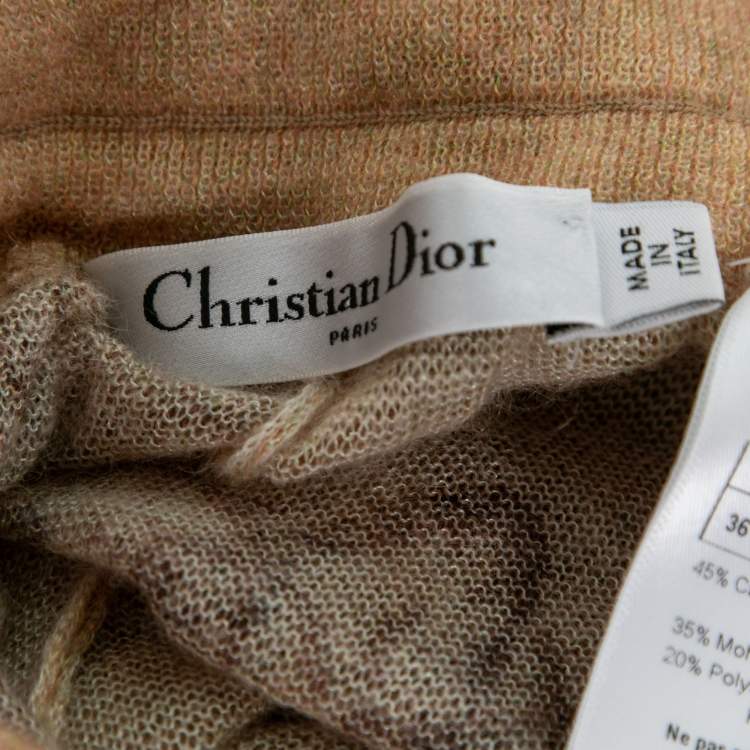 Pre Owned Dior Beige Floral Print Cashmere Drawstring Pants S