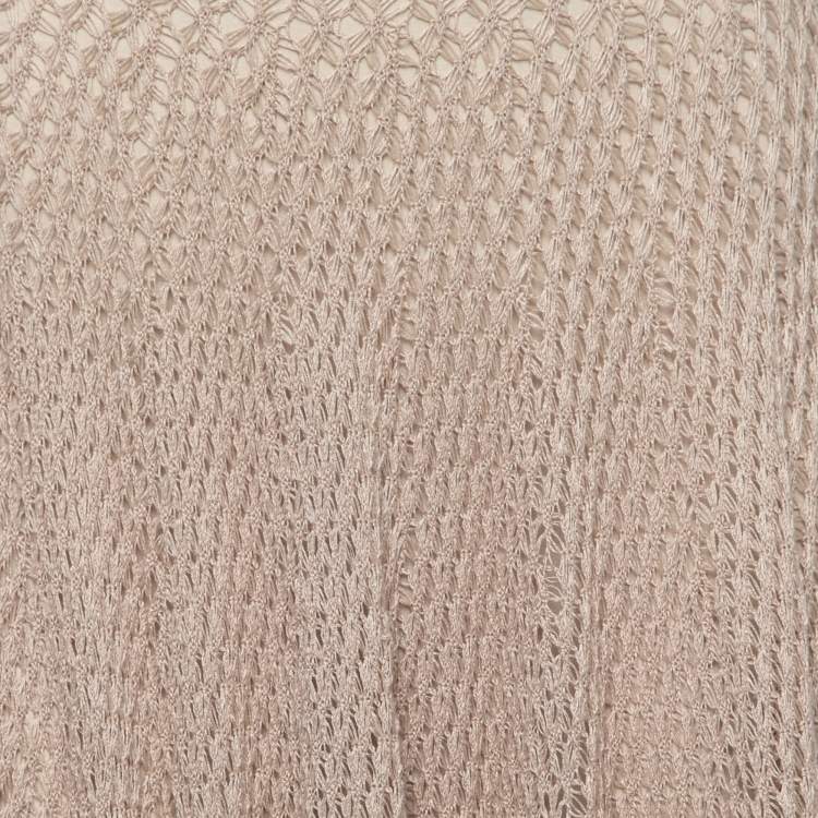 مملوكة مسبقًا Dior Beige Patterned Open Knit Linen Fringed Skirt S