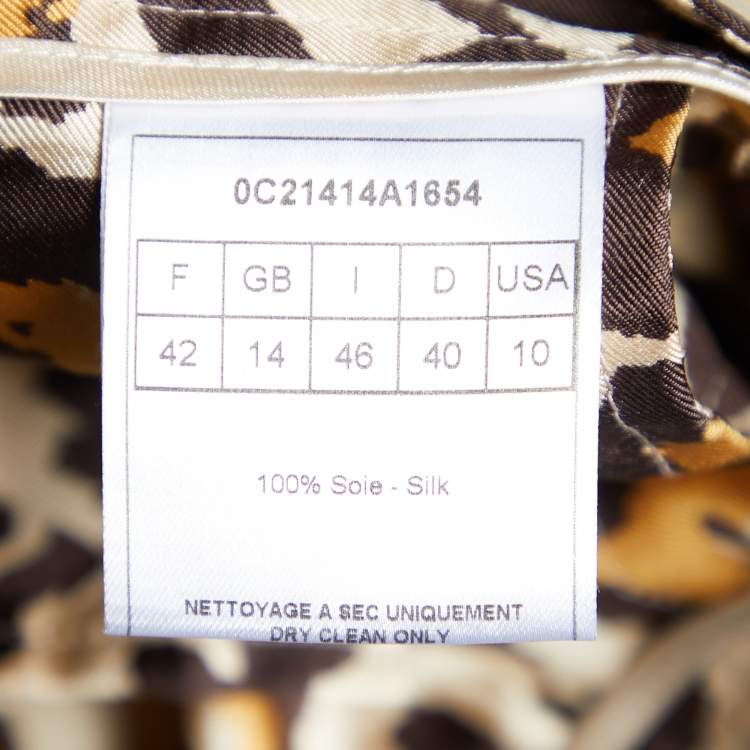 Pre Owned Dior Beige Leopard Print Silk High Waist Trousers L Waist 31"