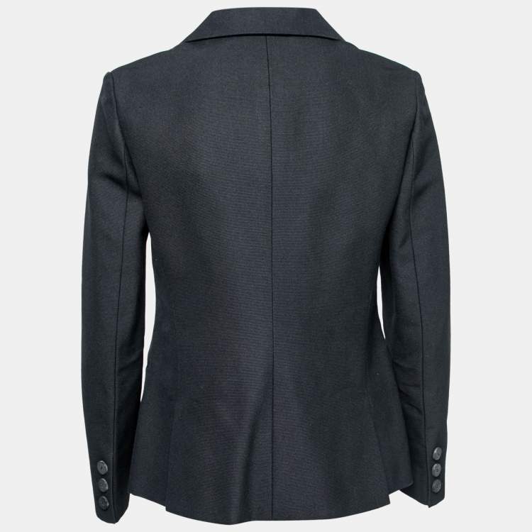 Pre Owned Christian Dior Black Silk Single-Breasted Blazer M
