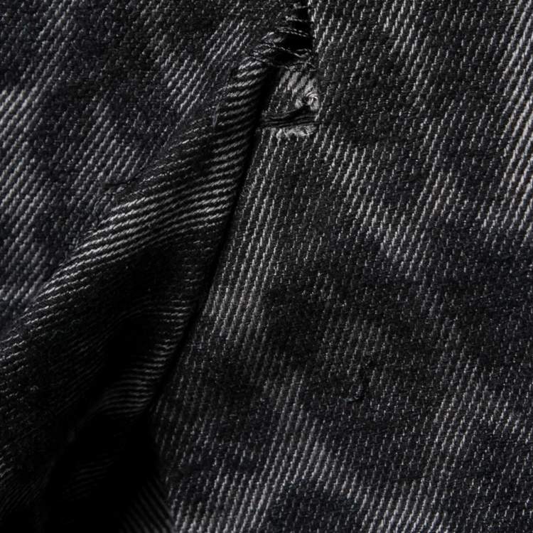 Pre Owned Christian Dior Black Monochrome Leopard Print Cotton Pencil Skirt M