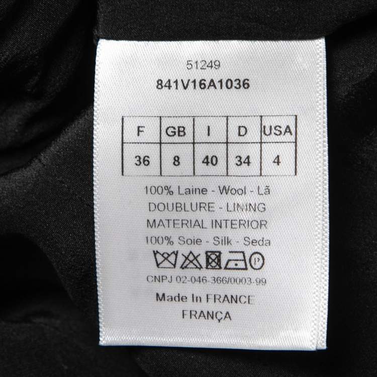 Pre Owned Christian Dior Grey Check Wool Off-Shoulder Jacket S