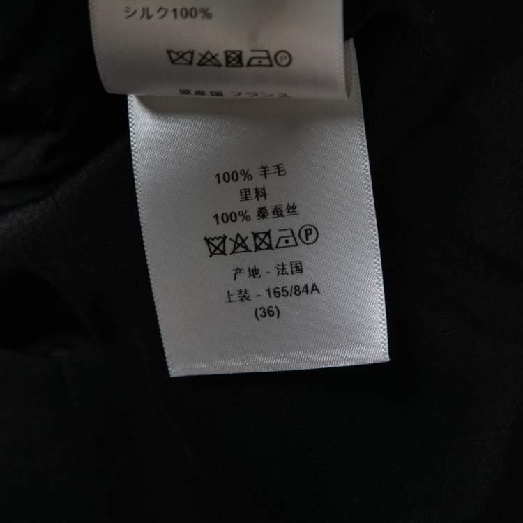 Pre Owned Christian Dior Grey Check Wool Off-Shoulder Jacket S