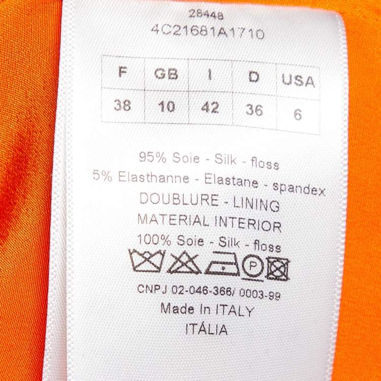 Pre Owned Dior Orange Silk Peplum Midi Dress M