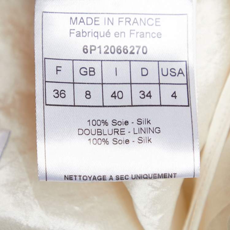 Pre Owned Christian Dior Ivory White Silk Bow Detail Gown S