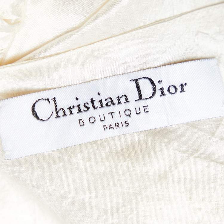 Pre Owned Christian Dior Ivory White Silk Bow Detail Gown S