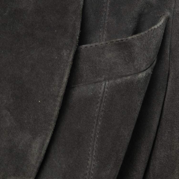 Pre Owned Christian Dior Boutique Vintage Olive Green Suede Belted Blazer S