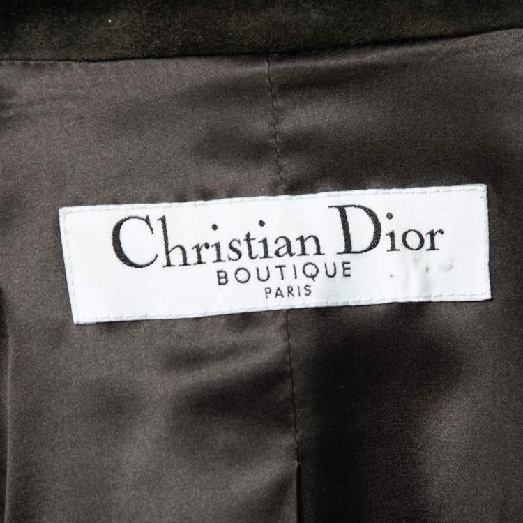 Pre Owned Christian Dior Boutique Vintage Olive Green Suede Belted Blazer S
