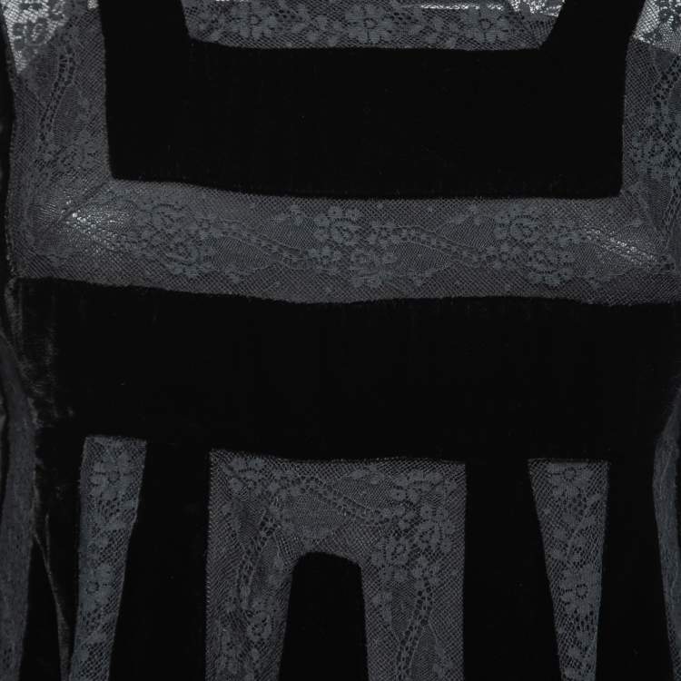 مملوكة مسبقًا Christian Dior Black Velvet & Lace Panelled Mini Dress S