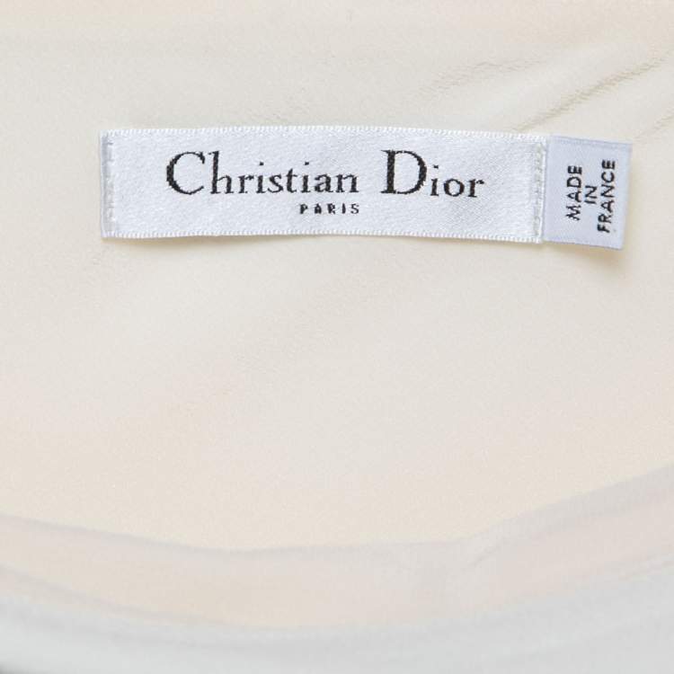مملوكة مسبقًا Christian Dior Cream Crepe One-Shoulder Draped Midi Dress S