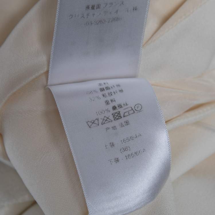 مملوكة مسبقًا Christian Dior Cream Crepe One-Shoulder Draped Midi Dress S