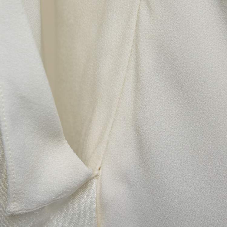 مملوكة مسبقًا Christian Dior Cream Crepe One-Shoulder Draped Midi Dress S
