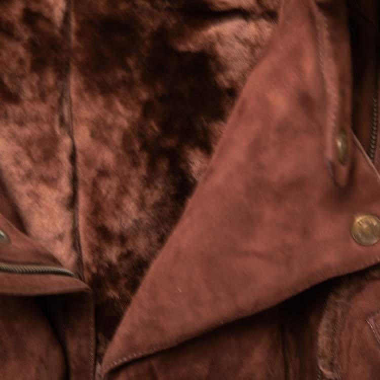 Pre Owned Dior Vintage Brown Suede Belted Coat L