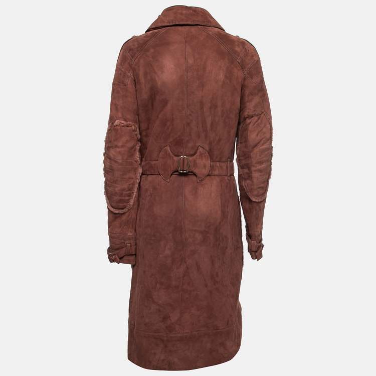 Pre Owned Dior Vintage Brown Suede Belted Coat L