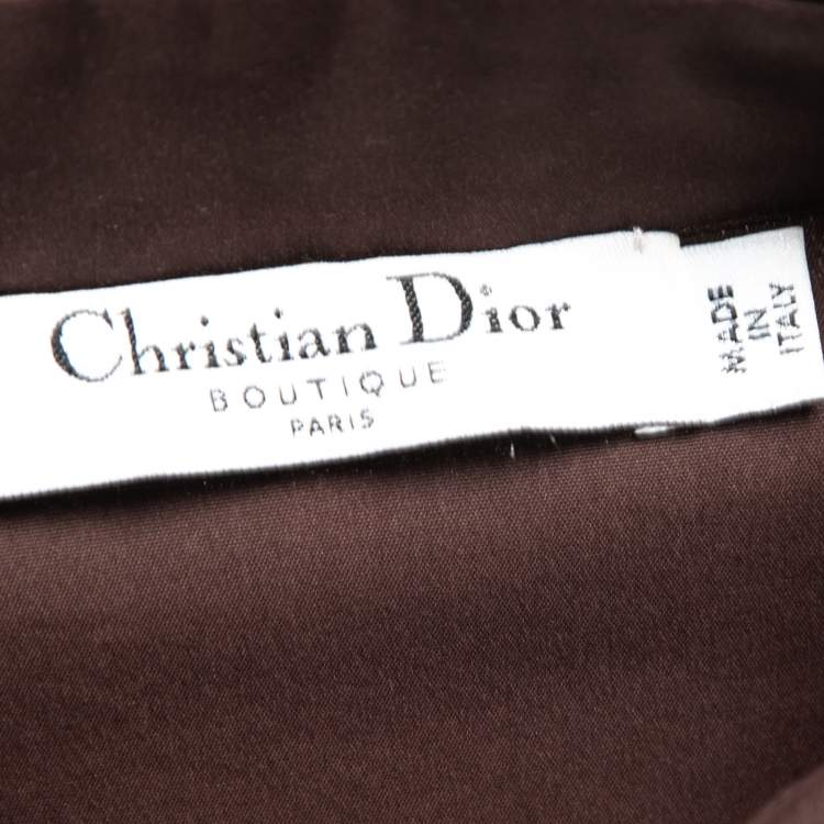 Pre Owned Dior Vintage Brown Cotton & Wool Inset Button Front Shirt M