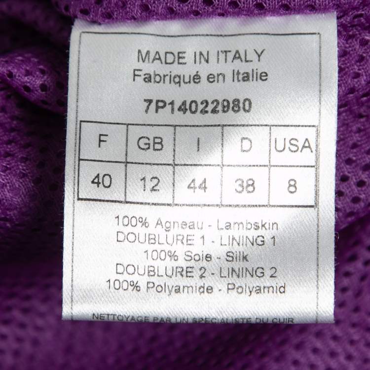 Pre Owned Dior Vintage Purple Leather Button Front Jacket M